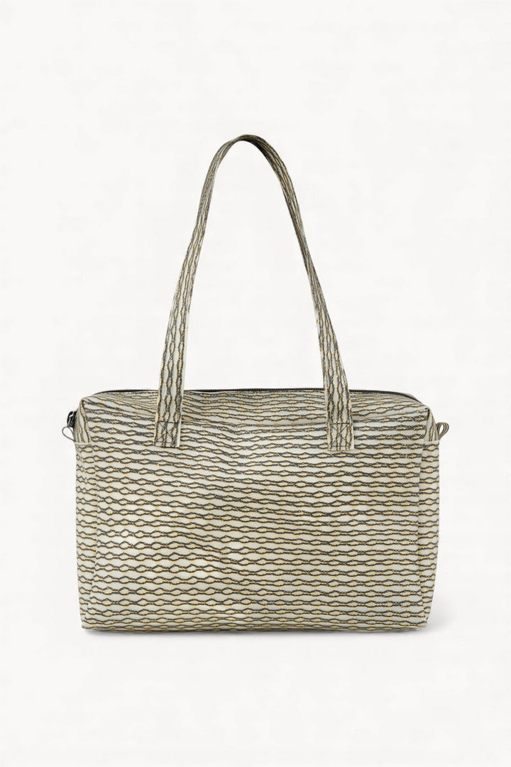 Zip Bag Metallic Knit Black Gold