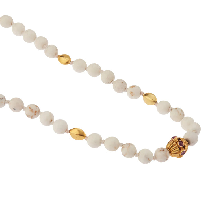 Howlite and Gold Beaded Necklace - Mens - Ileana Makri store