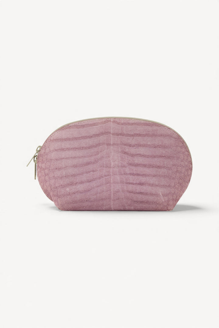 Big Round Zip Pouch Raw Leather Light Purple