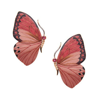 Pink Tourmaline Butterfly Earrings