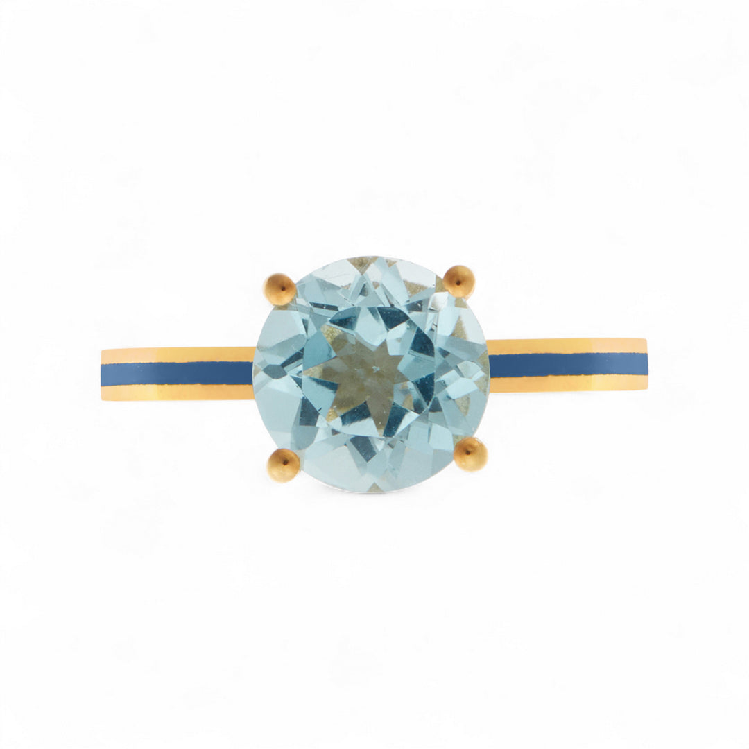 Blue Topaz Enamel Slim Band