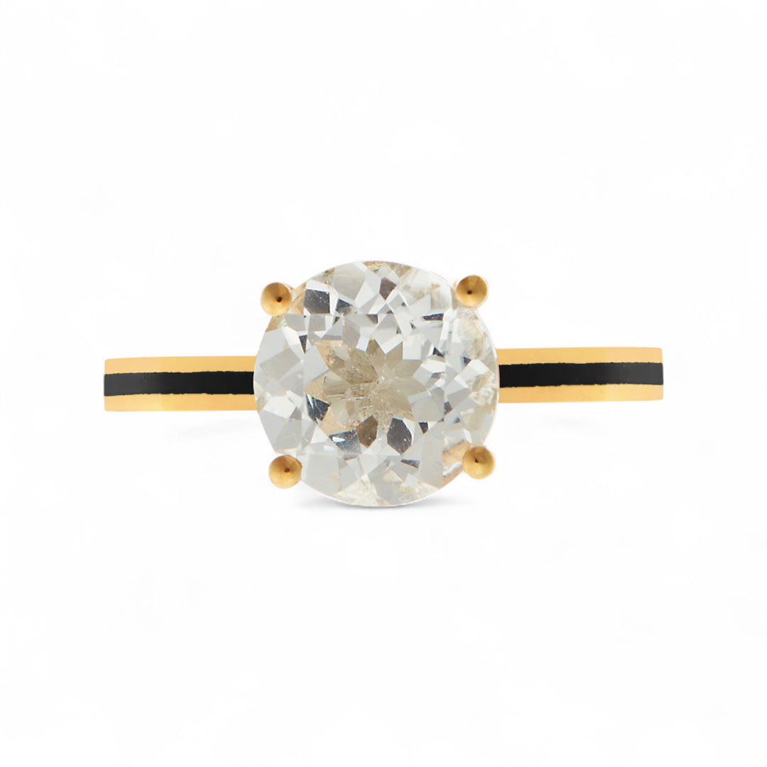 White Topaz Enamel Slim Band