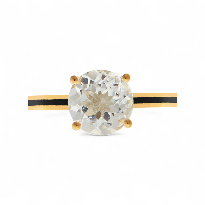 White Topaz Enamel Slim Band