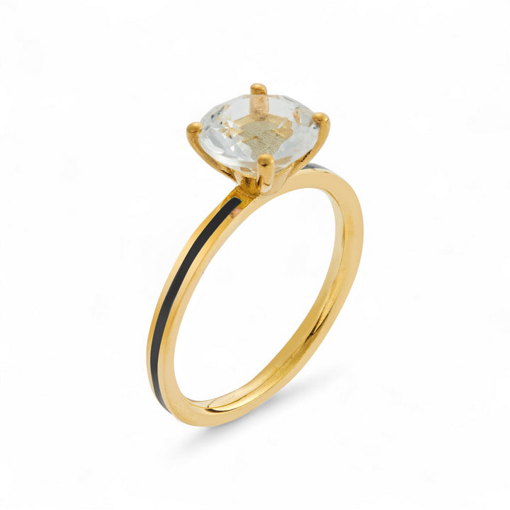 White Topaz Enamel Slim Band