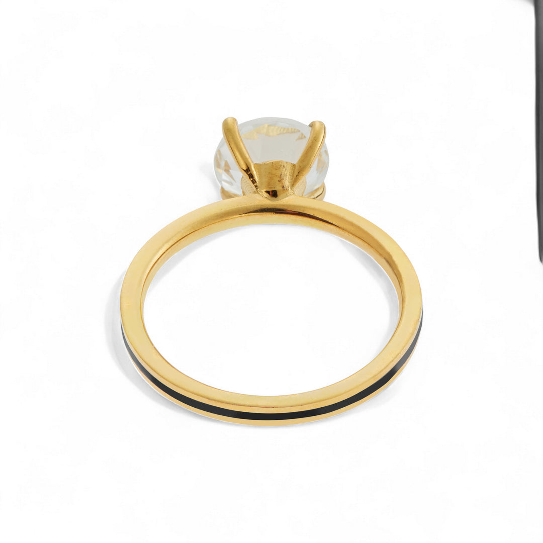 White Topaz Enamel Slim Band