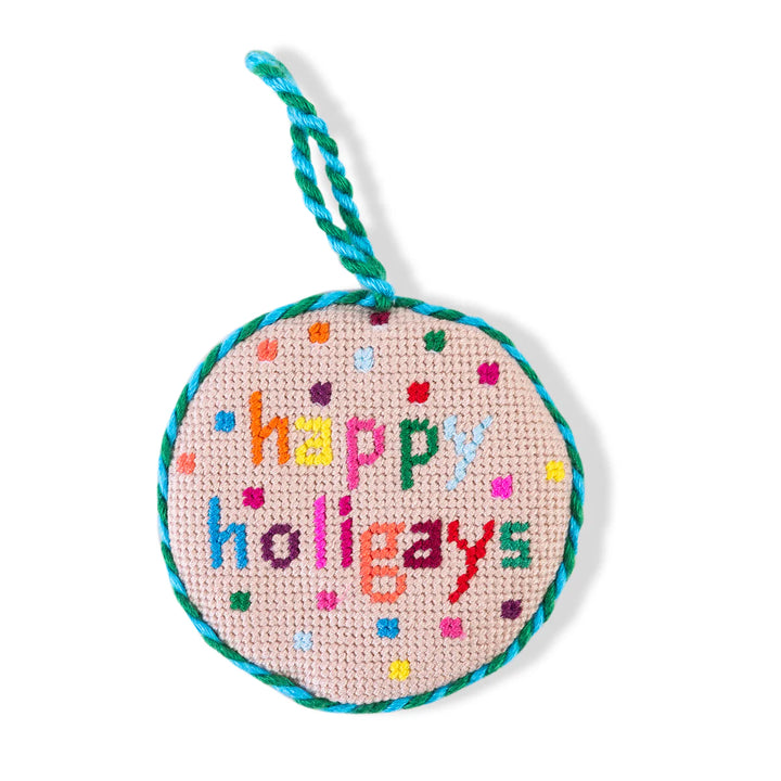 Needlepoint Ornament - Happy Holigays