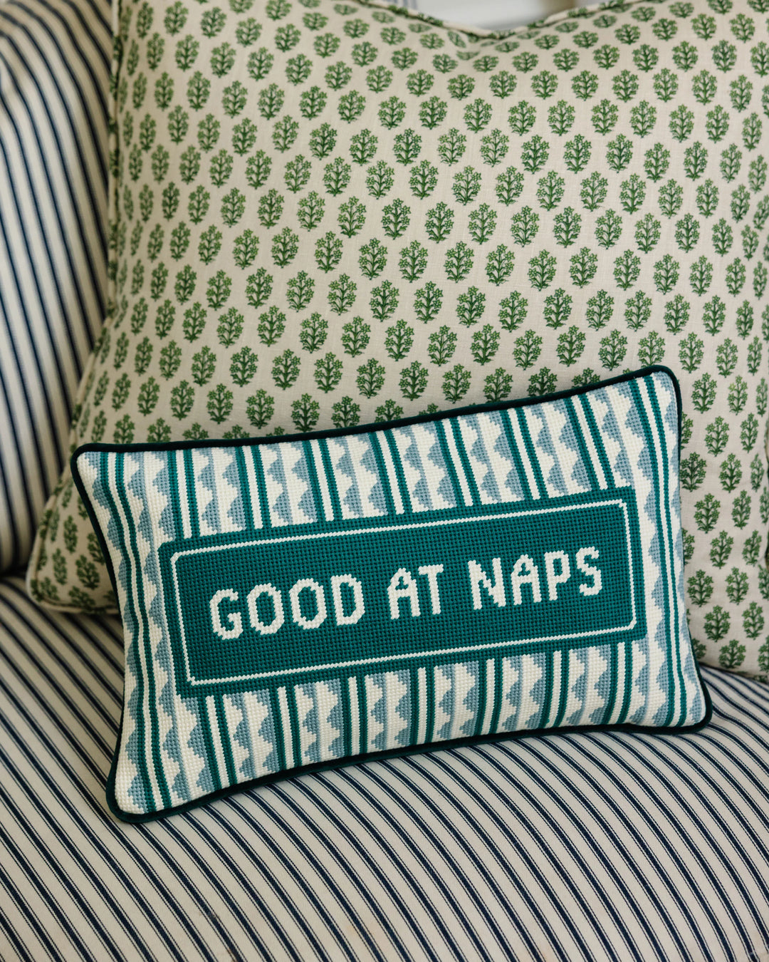 Good at Naps Needlepoint Pillow