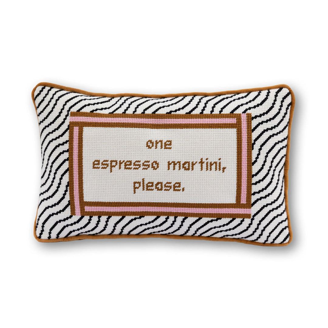 Espresso Martini Needlepoint Pillow