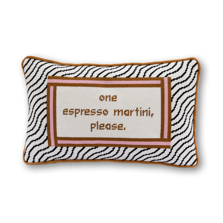 Espresso Martini Needlepoint Pillow