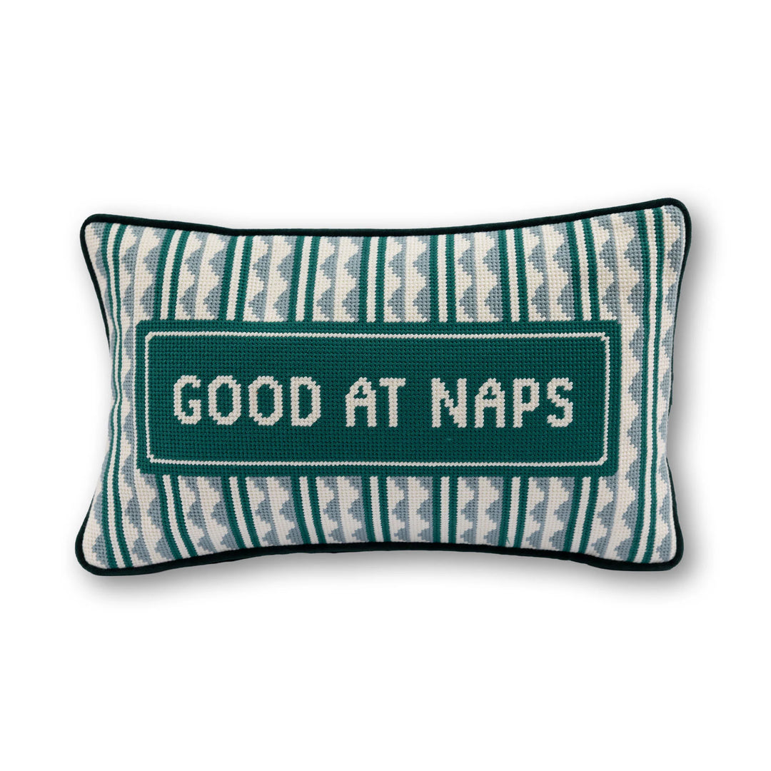 Good at Naps Needlepoint Pillow