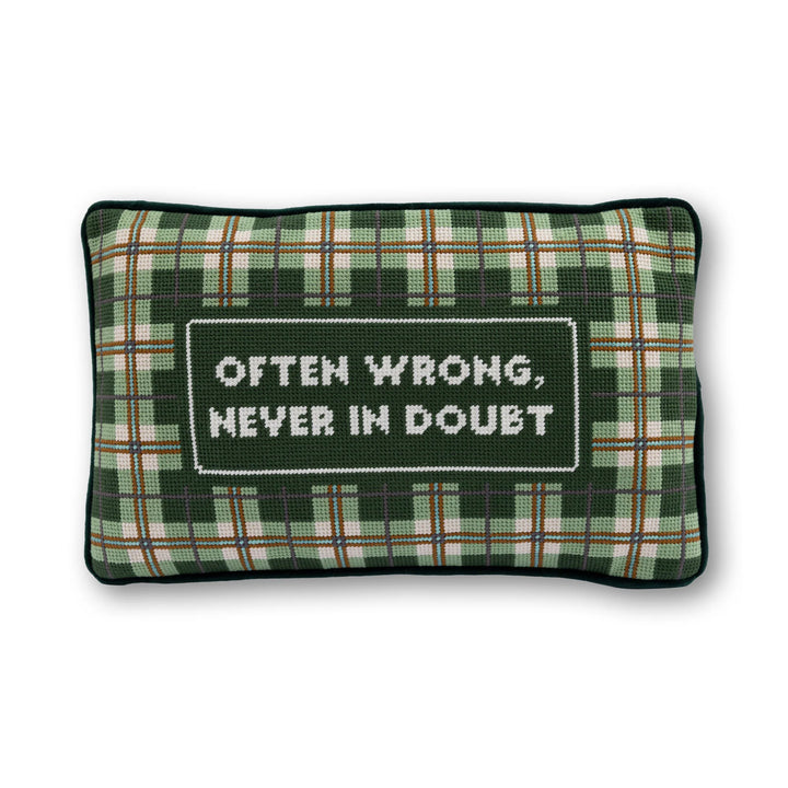 Often Wrong Needlepoint Pillow