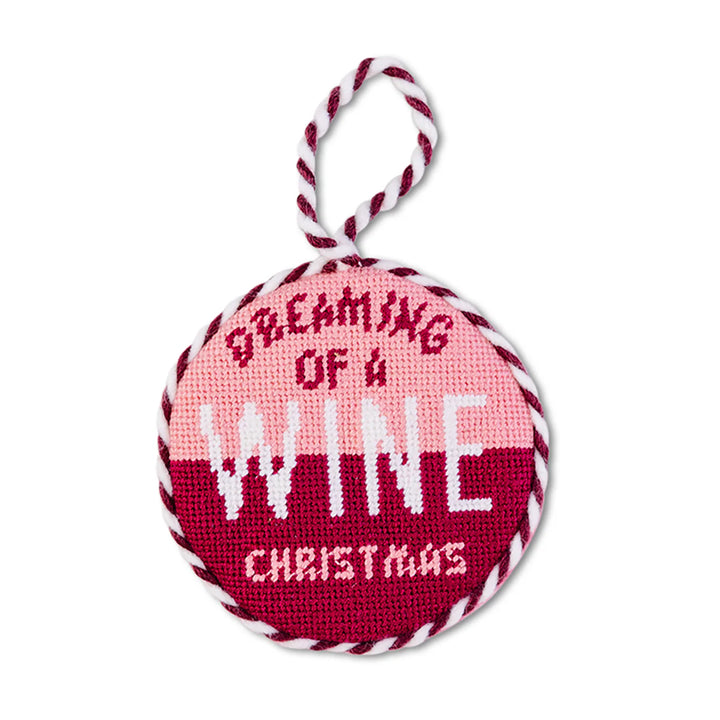 Needlepoint Ornament - Wine Christmas