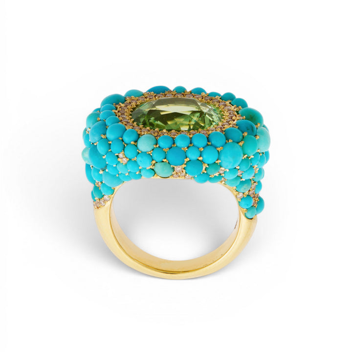 Turquoise & Tourmaline Sea Foam Ring