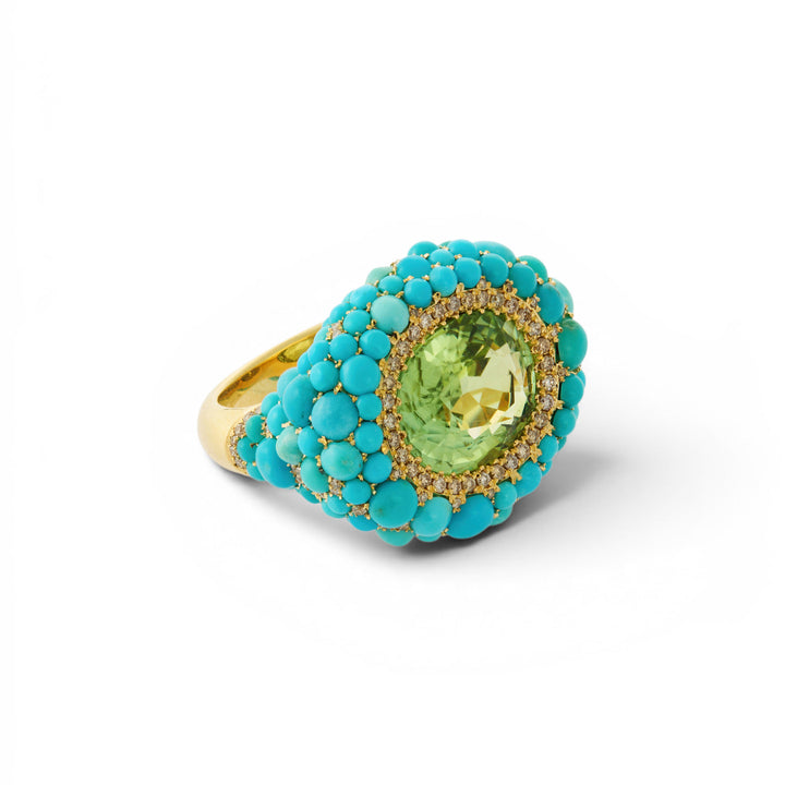Turquoise & Tourmaline Sea Foam Ring