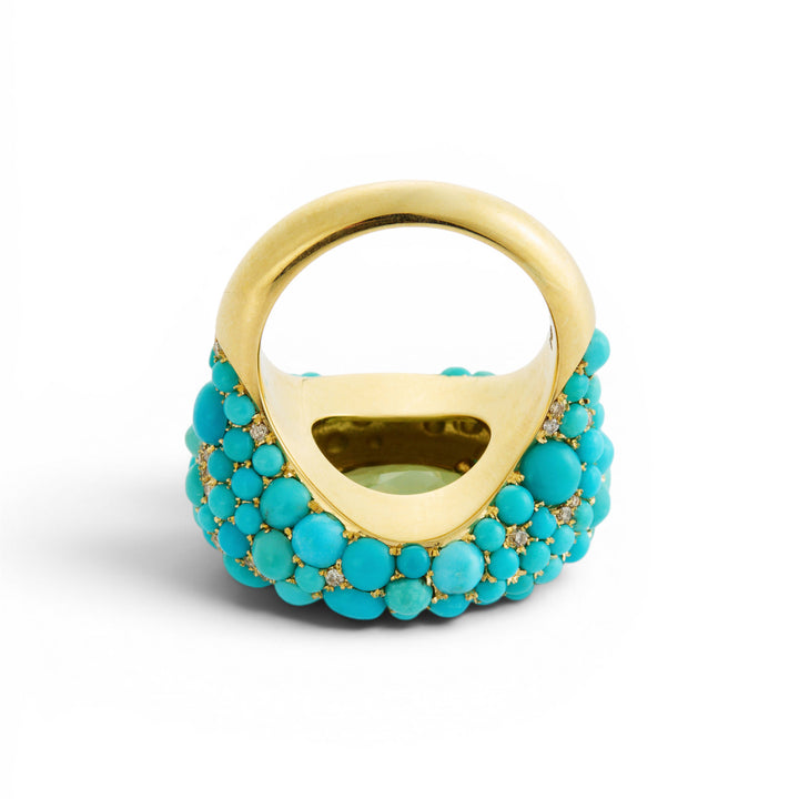 Turquoise & Tourmaline Sea Foam Ring