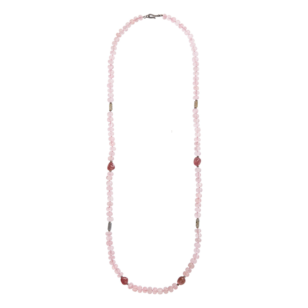 Rose Dusk Pink Quartz Necklace (88cm)