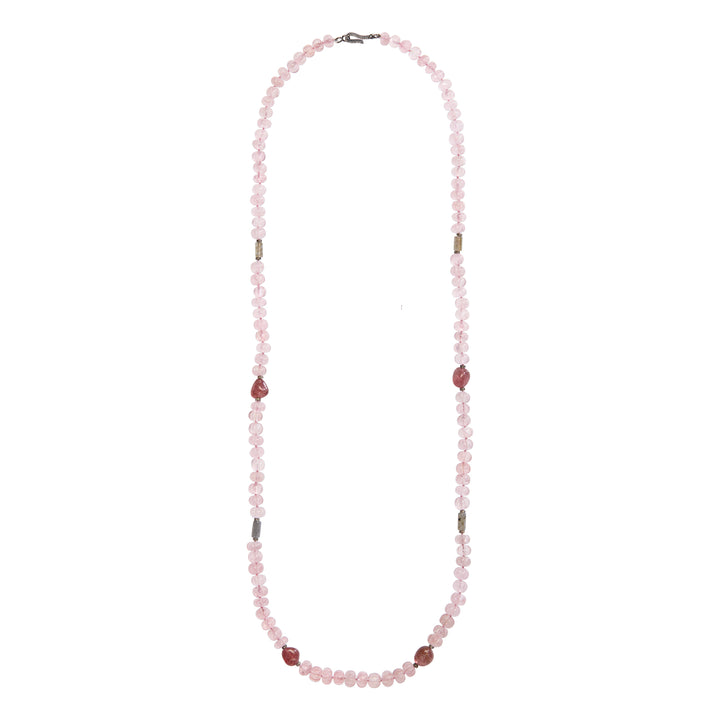 Rose Dusk Pink Quartz Necklace (88cm)