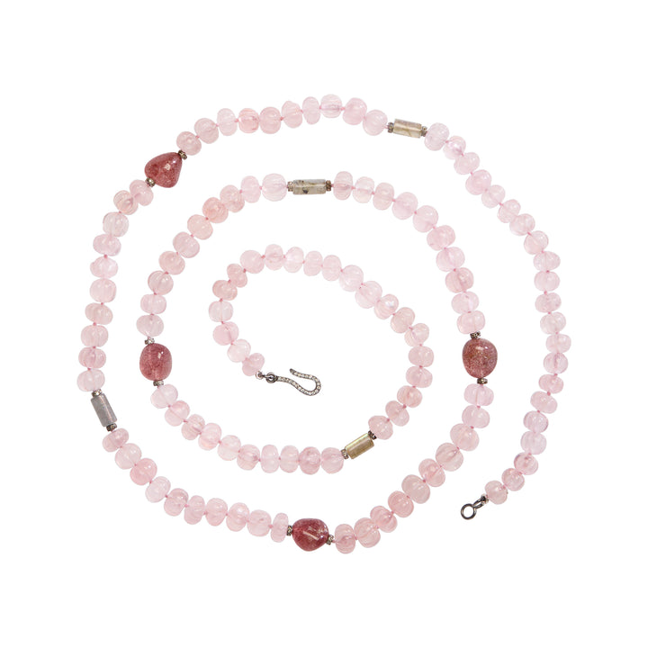 Rose Dusk Pink Quartz Necklace (88cm)