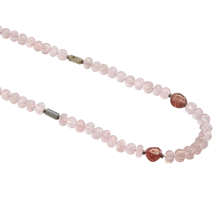 Rose Dusk Pink Quartz Necklace (88cm)