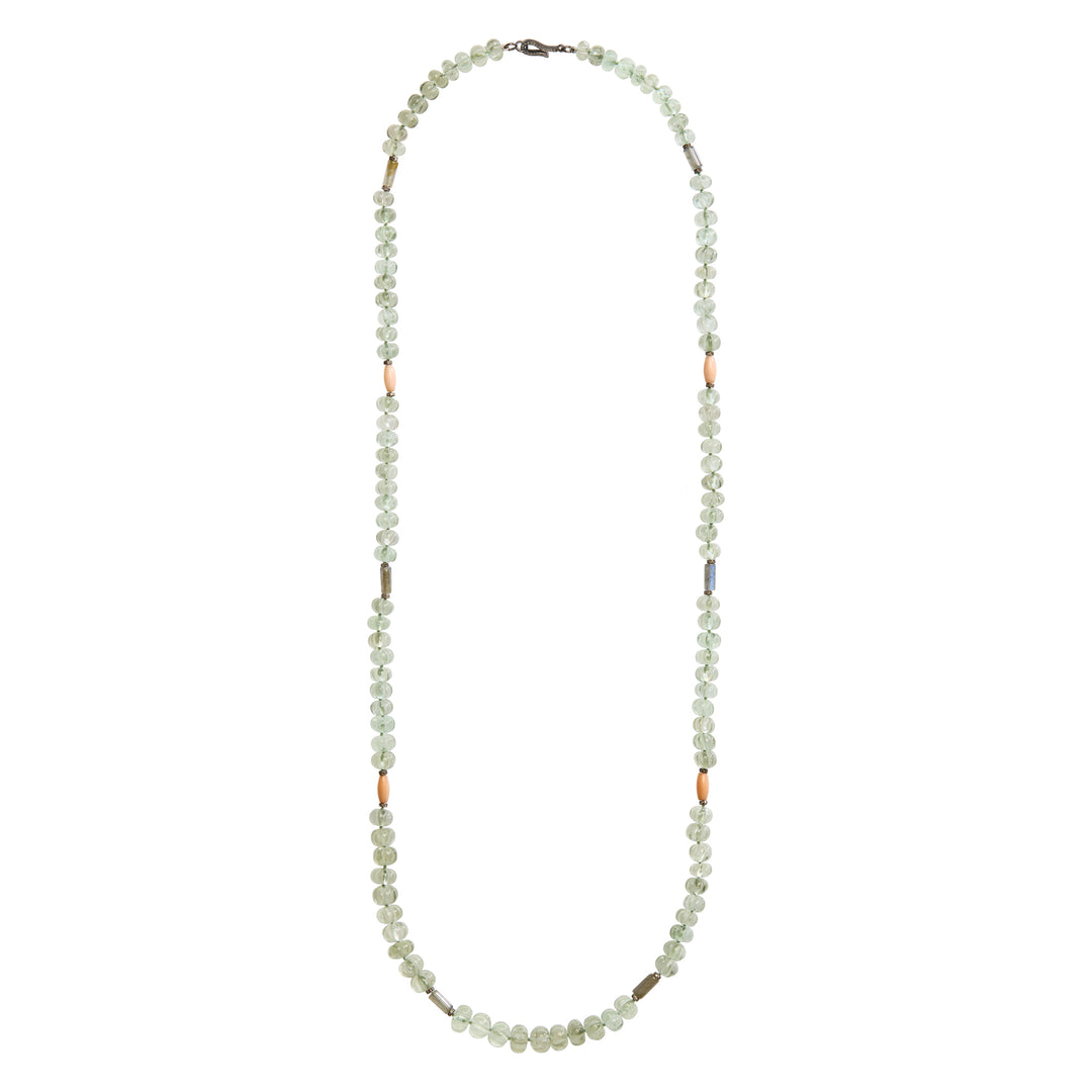 Verdant Bloom Green Amethyst Necklace (88cm)