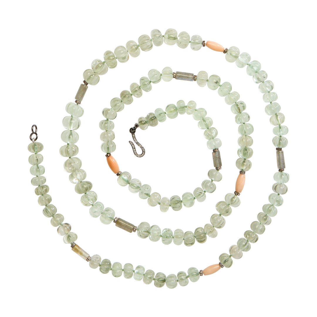Verdant Bloom Green Amethyst Necklace (88cm)
