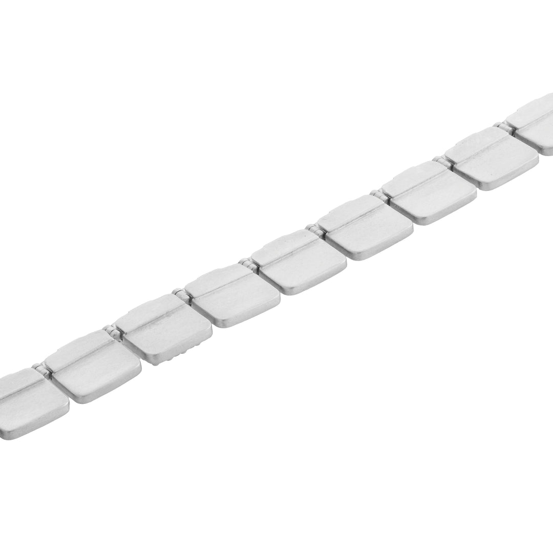Sterling Silver Large Tile Necklace with Diamonds (48cm)