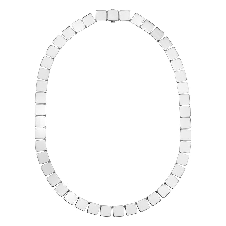 18k White Gold Large Tile Necklace (42cm)