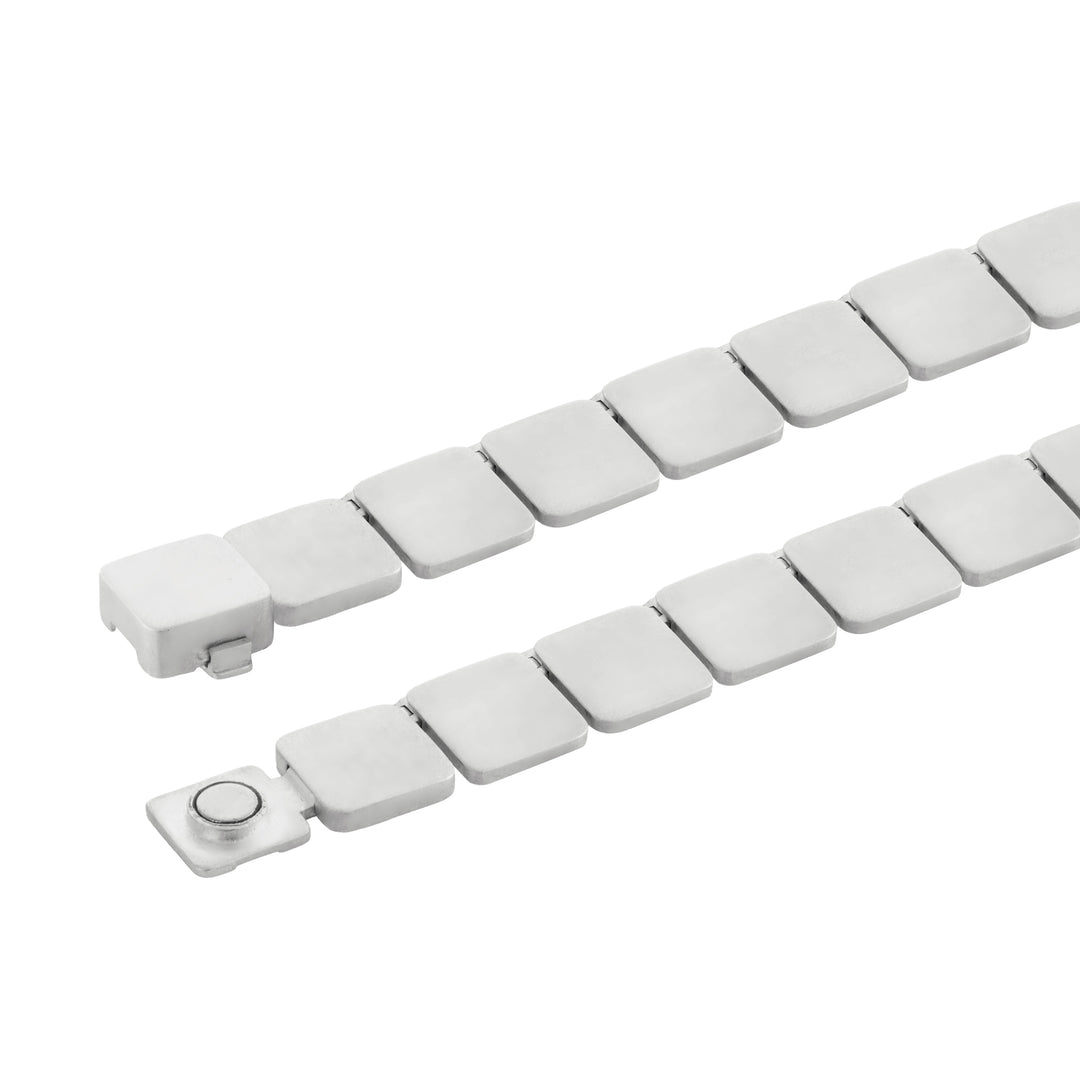 Sterling Silver Large Tile Necklace with Diamonds (48cm)