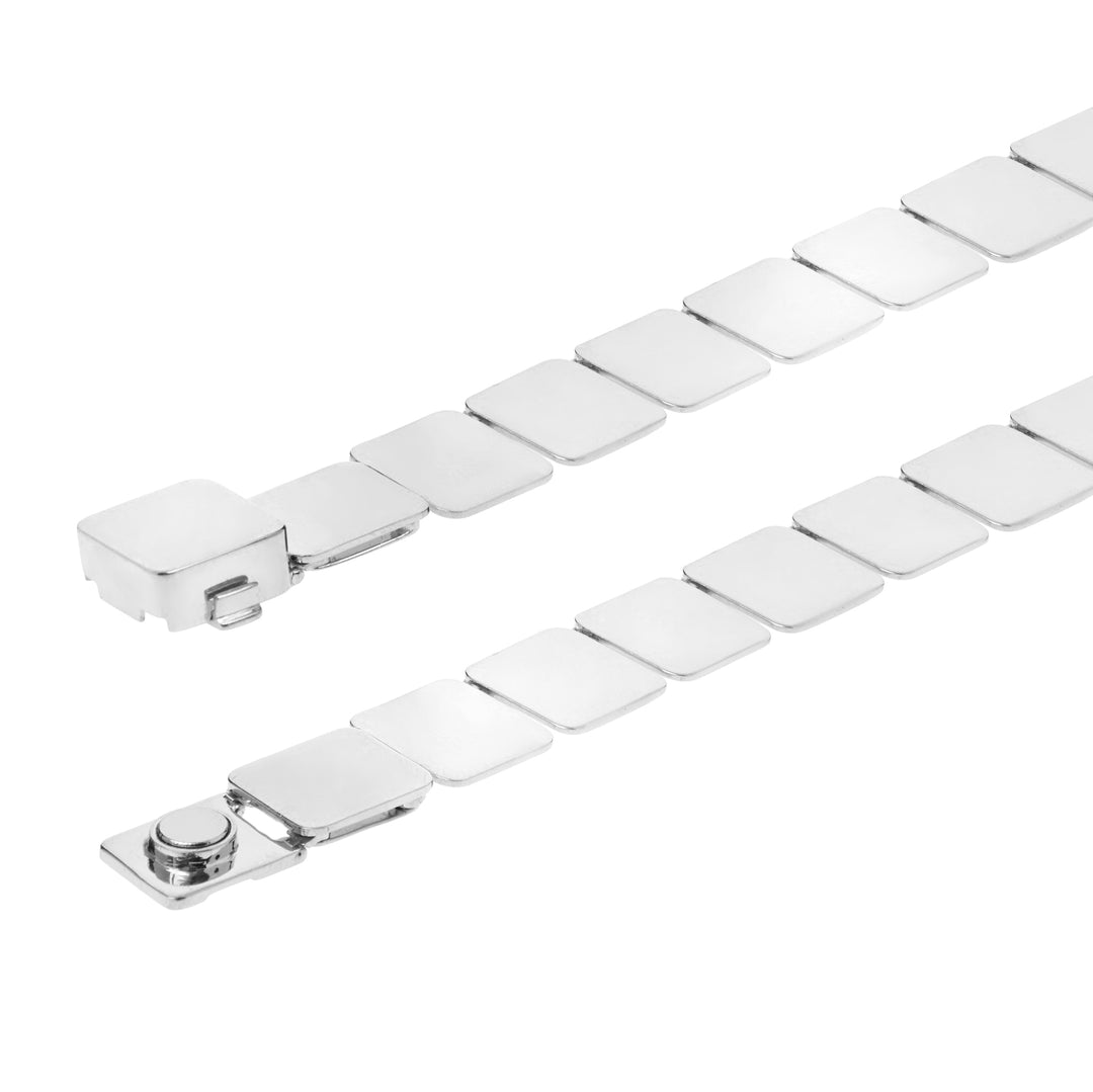 18k White Gold Large Tile Necklace (42cm)