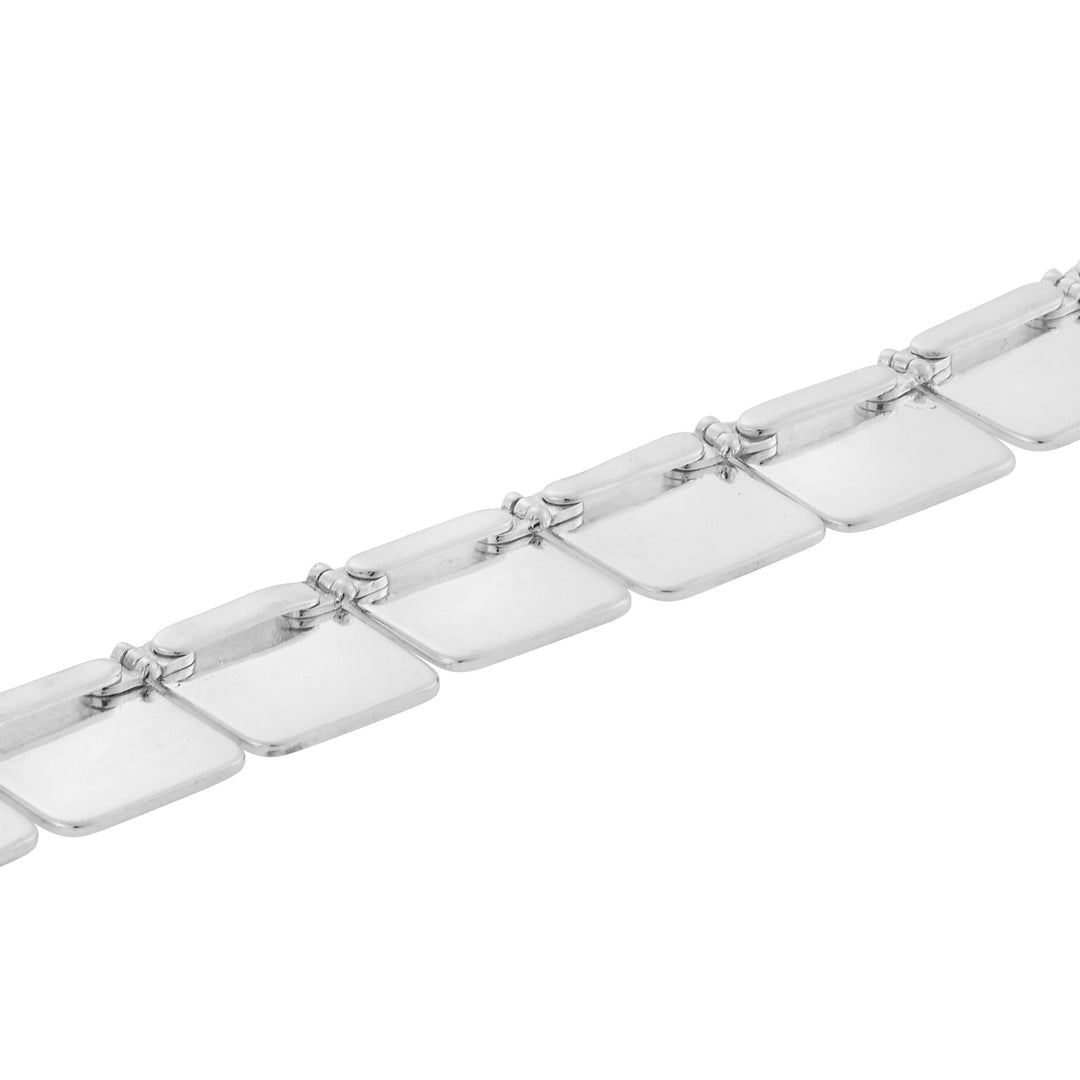 18k White Gold Large Tile Necklace (42cm)