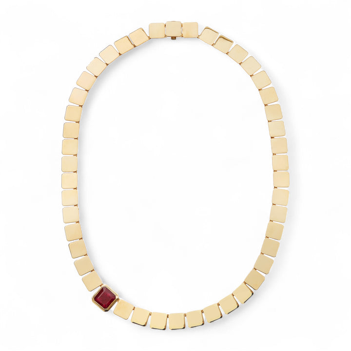 Large Tile Ruby Necklace