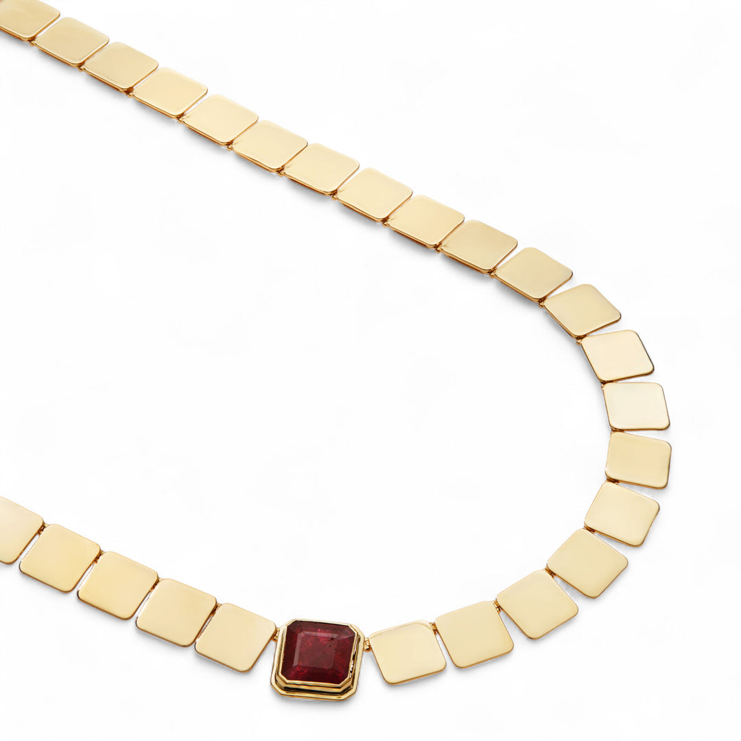 Large Tile Ruby Necklace
