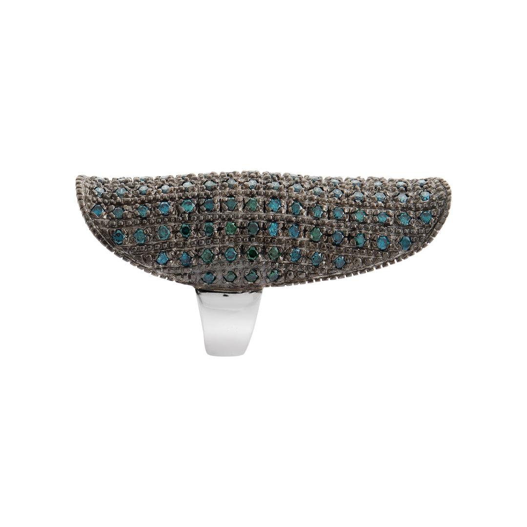 Blue Diamond Shield Ring