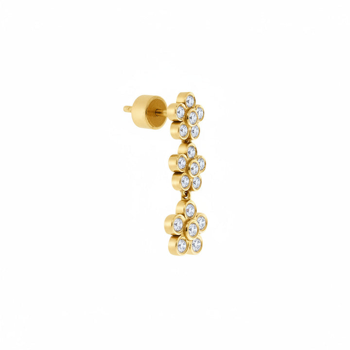 Daisy Trio Flower Earrings in Yellow Gold