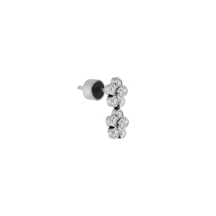 Daisy Duo Flower Earrings in White Gold