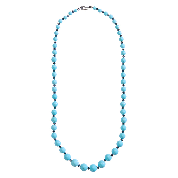 Turquoise & Black Diamond Bead Necklace (64cm)