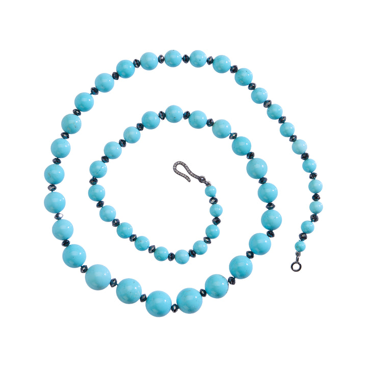 Turquoise & Black Diamond Bead Necklace (64cm)