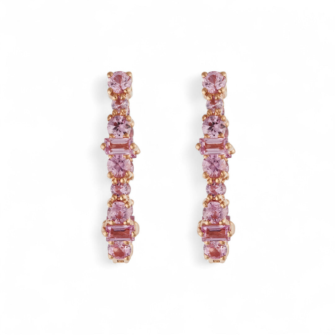 Large Oval Rivulet Pink Sapphire Hoops