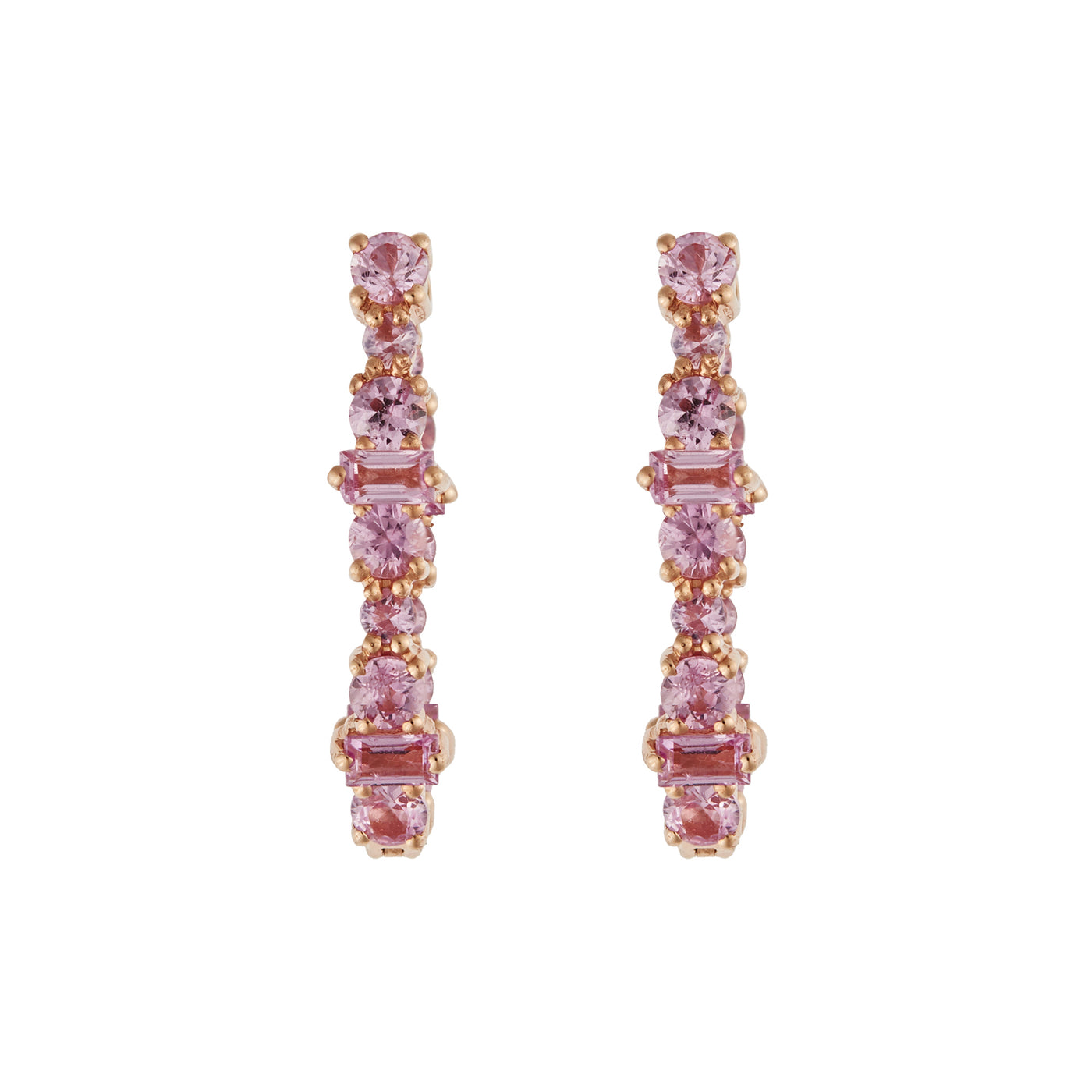 Inside Out Rivulet Pink Sapphire Oval Hoops