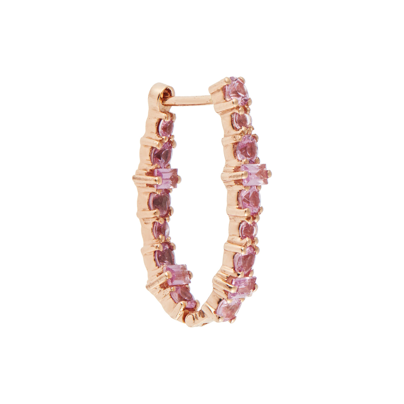 Inside Out Rivulet Pink Sapphire Oval Hoops
