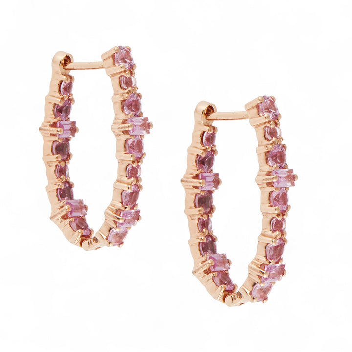 Large Oval Rivulet Pink Sapphire Hoops