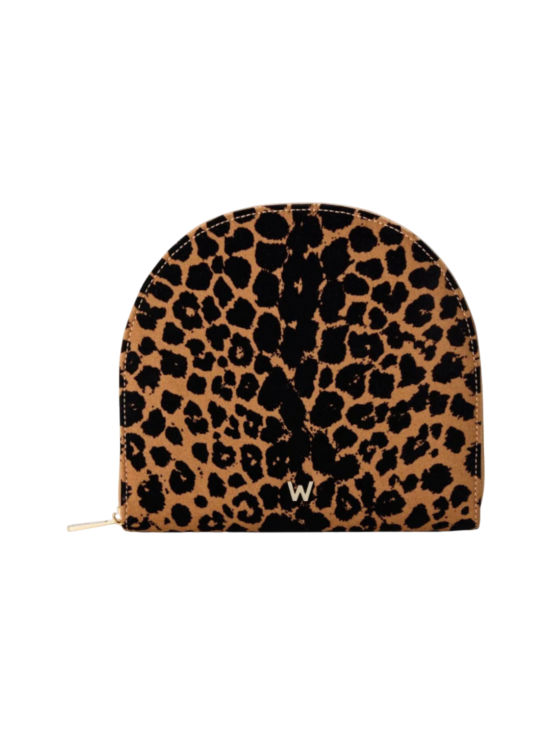 Ileana Makri Savanna leopard print jewellery portfolio with a slim, semi-circular design and gold hardware.