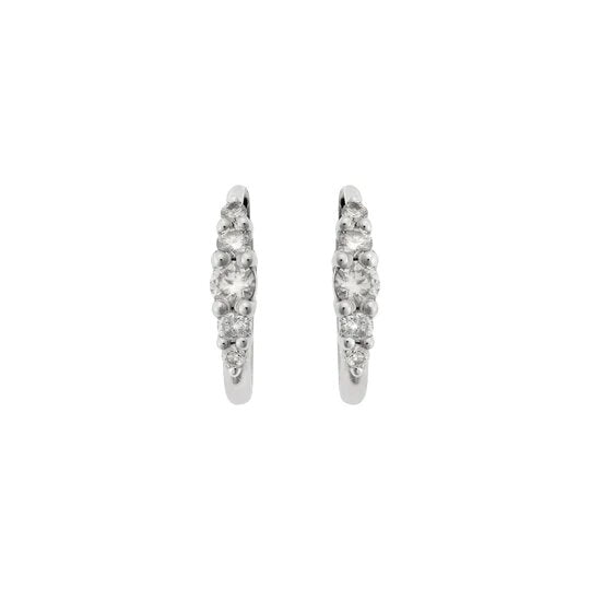 Medium Oval Hoops 5 White Diamond Rivulet, Earrings, Ileana Makri
