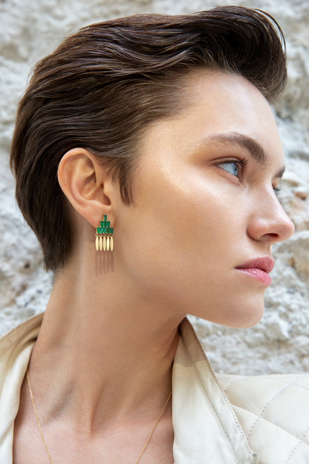 Grass Mini Ruby Spike Earrings