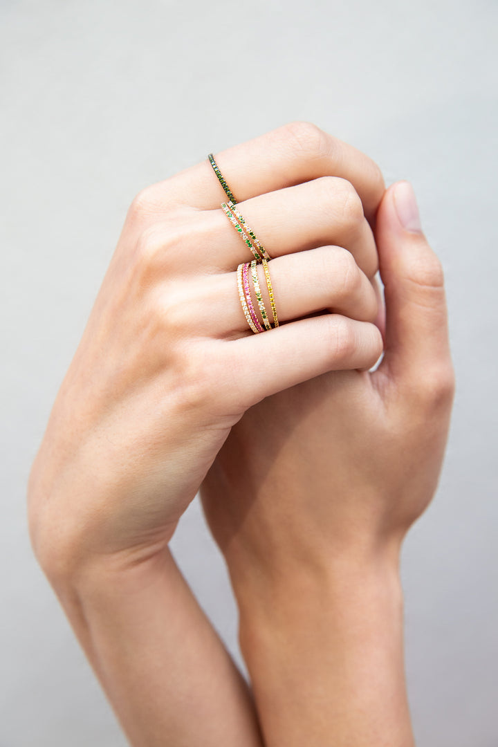 18k Oxidized Gold Diamond Thread Band