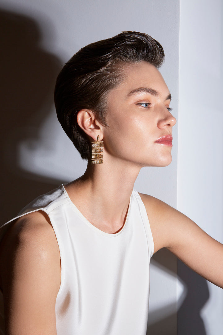 Grass Raining Diamond Drop Earrings
