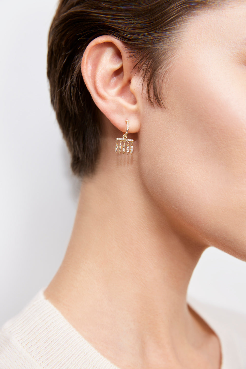 Grass Dewdrop Diamond Hoops