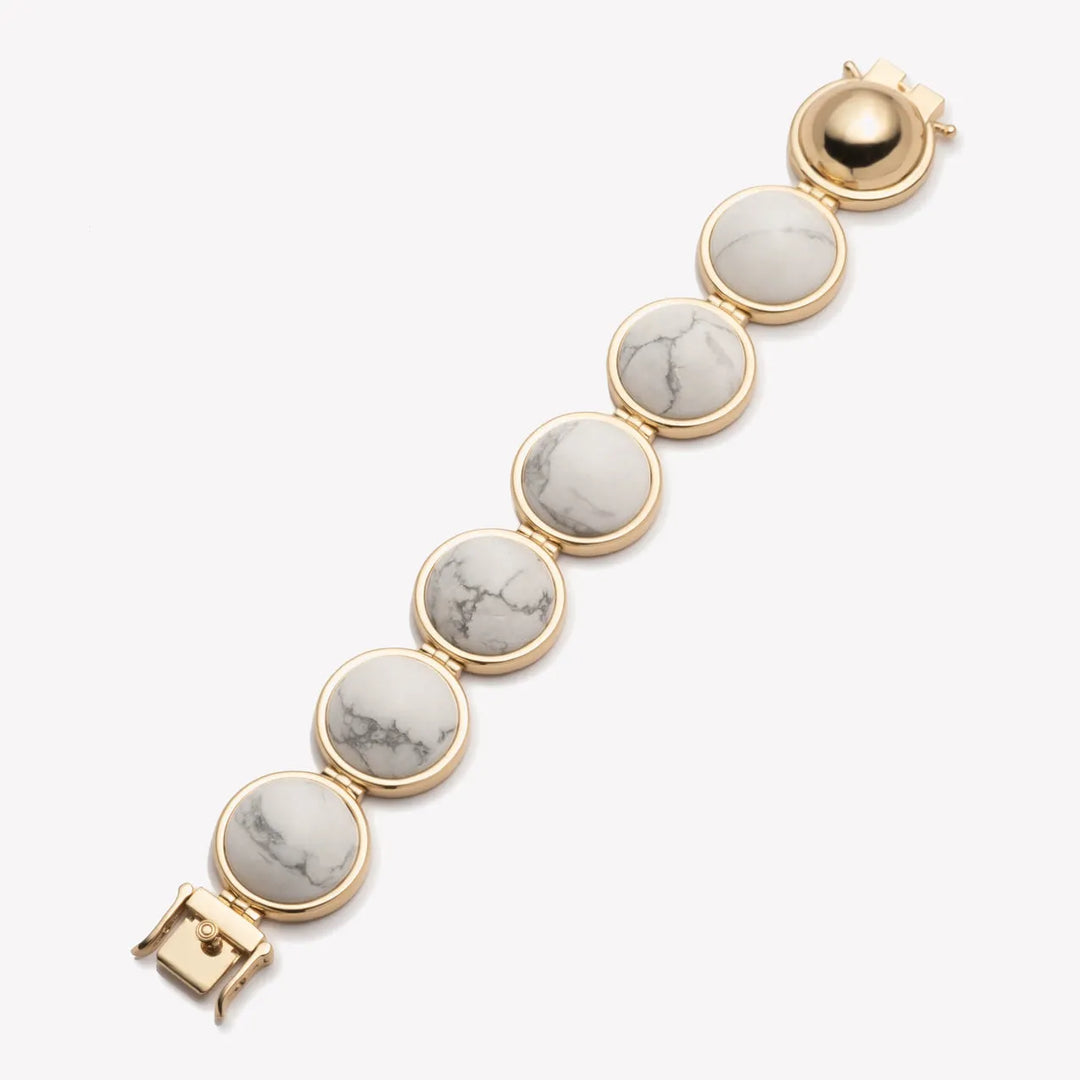 Large Inlaid Howlite Dome Bracelet - Ileana Makri