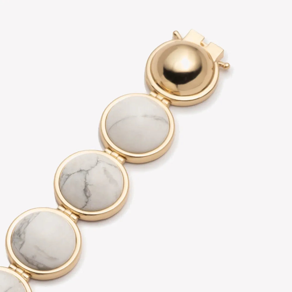 Large Inlaid Howlite Dome Bracelet - Ileana Makri