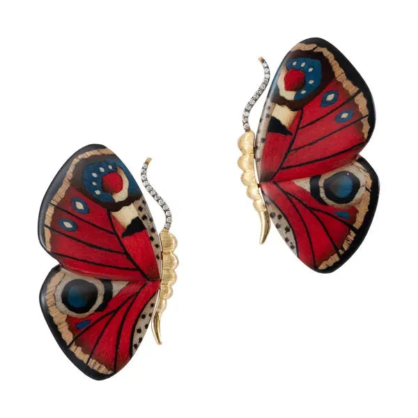 Butterfly Earrings Red Blue (Medium)